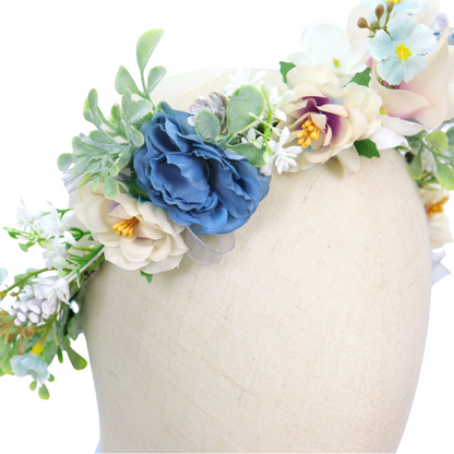 Bloemenkrans Haarband Blauw