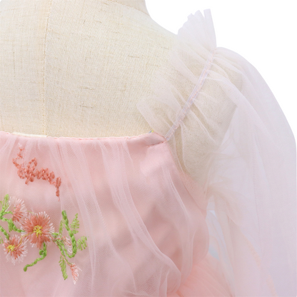 Baby Meisjes Prinsessenjurk met Bloemen en Haarband Zacht Roze