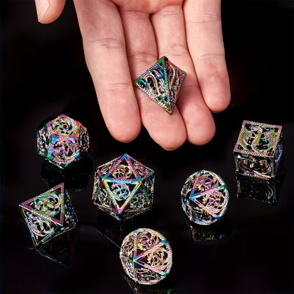 7 delige Metal Dice Set "Prismatic Dragon"