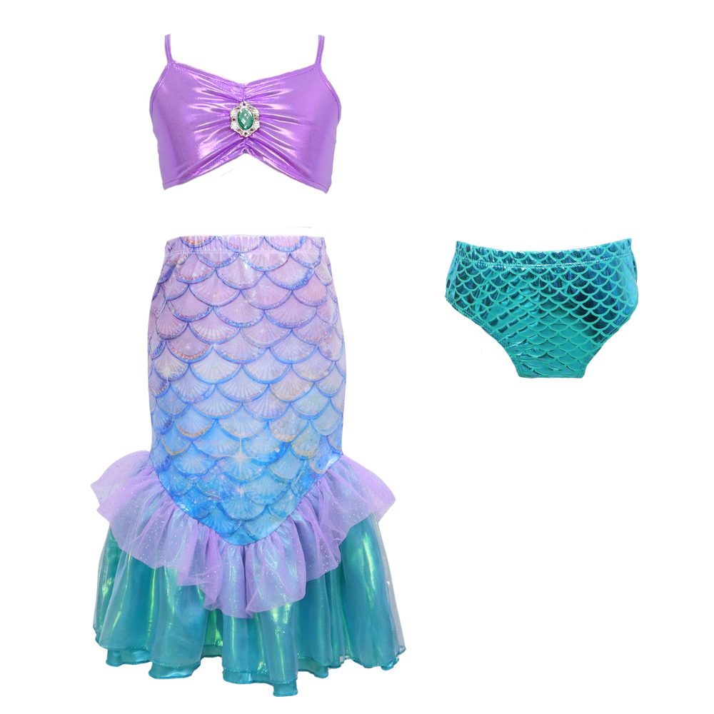 Zeemeermin Bikini Set met Zeemeermin Rok – Paars Blauw