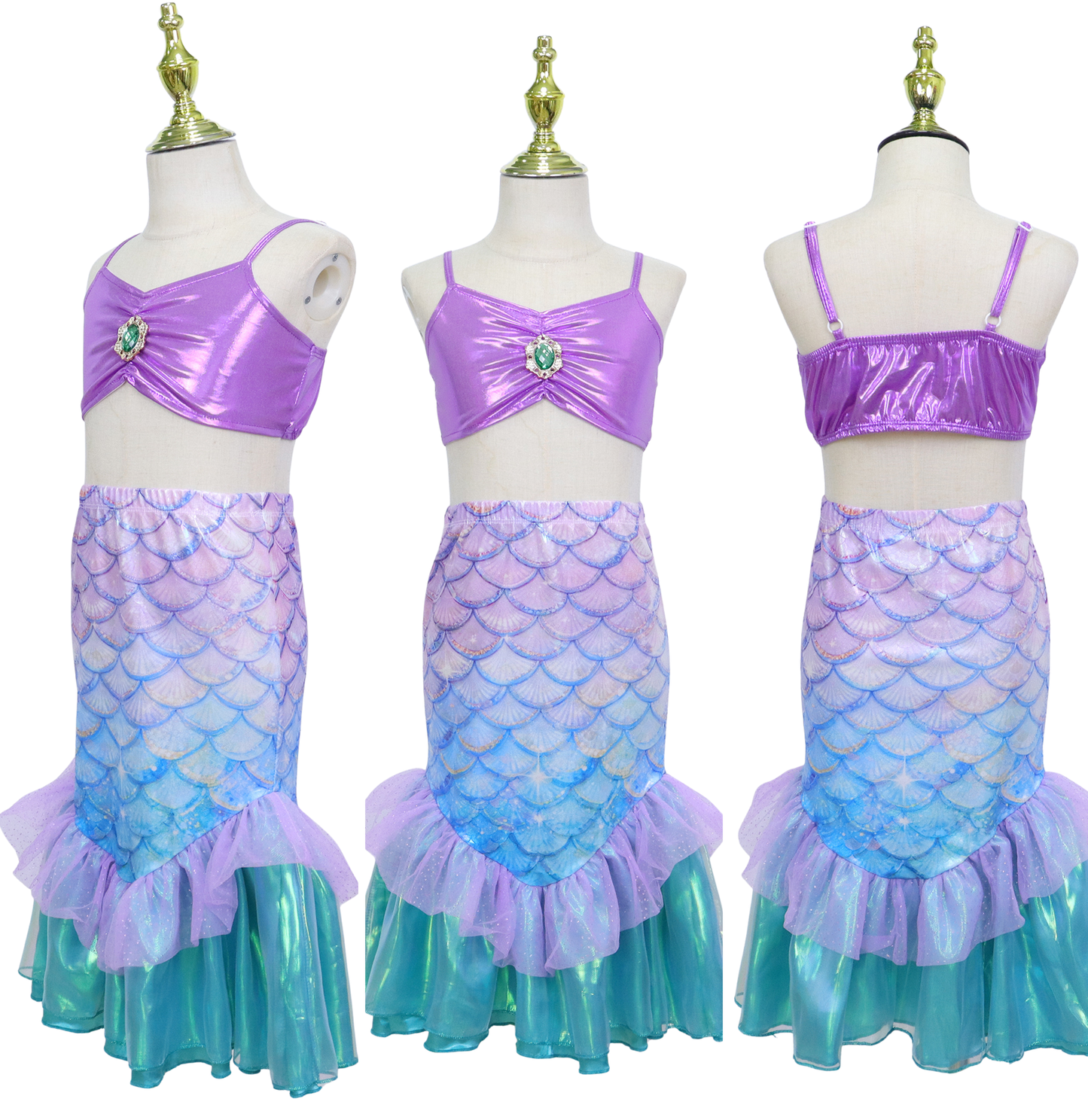 Zeemeermin Bikini Set met Zeemeermin Rok – Paars Blauw