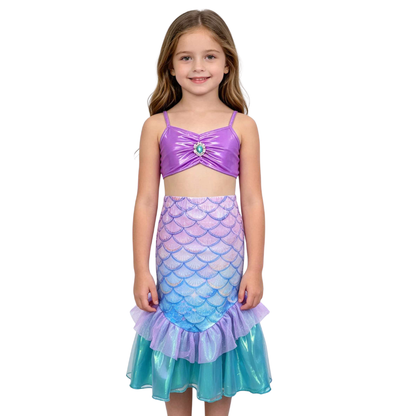 Zeemeermin Bikini Set met Zeemeermin Rok – Paars Blauw