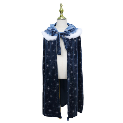 Luxe Winter Prinsessen Cape Donker Blauw