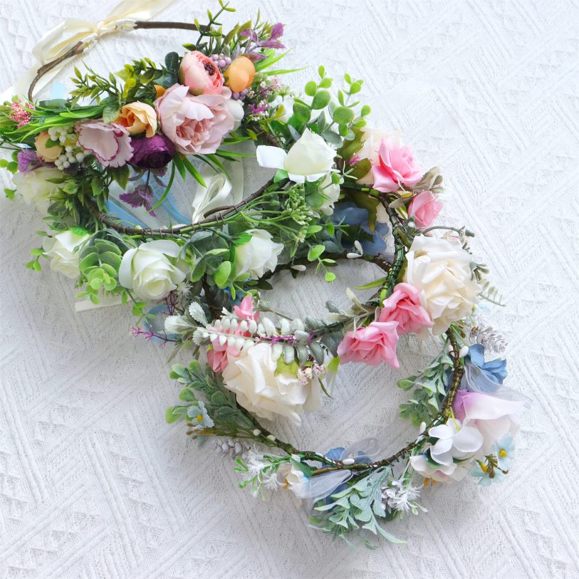 Bloemenkrans Haarband Paars & Roze