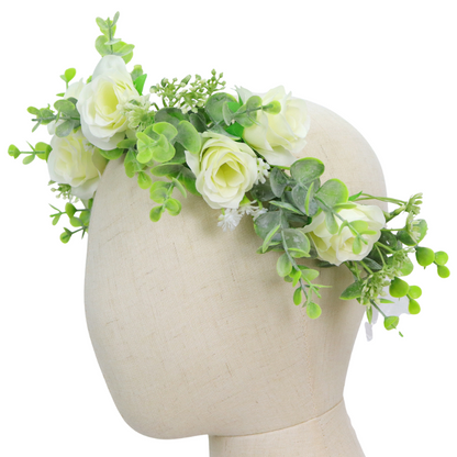 Bloemenkrans Haarband Witte Rozen
