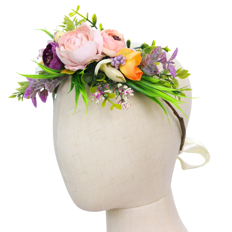 Bloemenkrans Haarband Paars & Roze