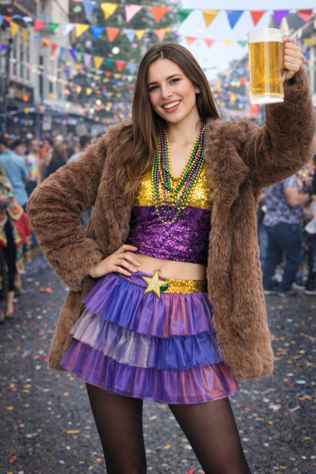 Bruine Faux Bontjas voor Dames