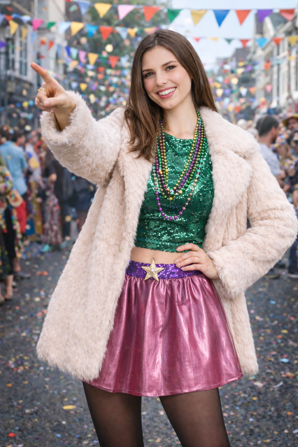 Beige Faux Bontjas voor Dames