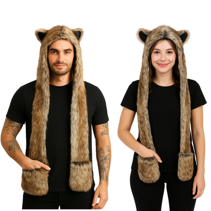 Faux Fur Berenmuts met Pootprint & Handwarmers