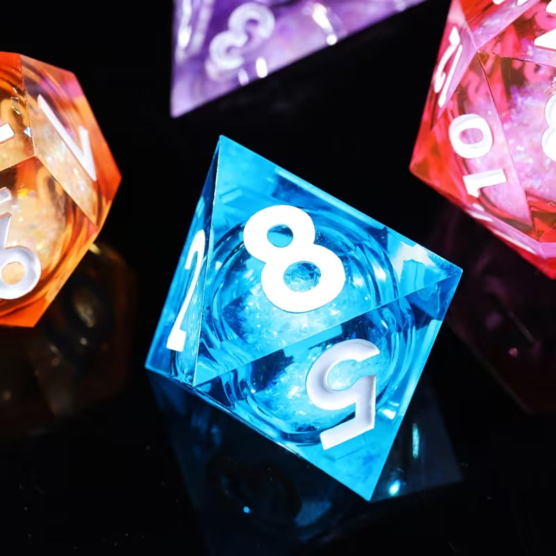 7 delige Liquid Core Resin Dice Set "Prism Stardust"