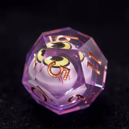 7 delige Liquid Core Resin Dice Set "Amethyst Watcher"