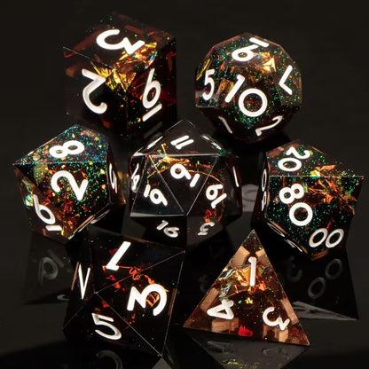 7 delige Resin Dice Set “Celestial Nightfall"