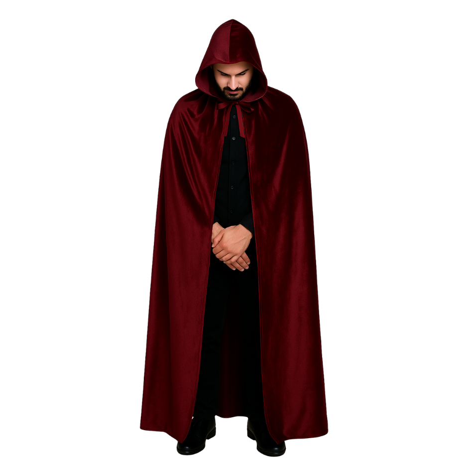 Luxe Mantel Volwassenen Met Capuchon - Donker Rood