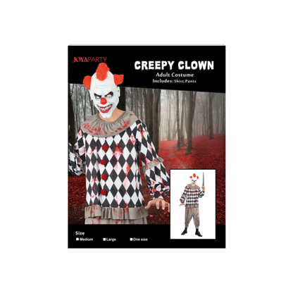 Creepy Horror Clown Kostuum Heren