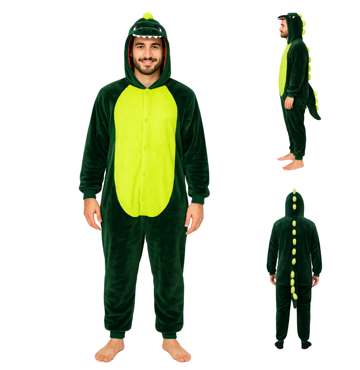 Dinosaurus Verkleedpak Onesie Volwassenen Groen