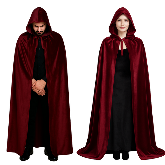 Luxe Mantel Volwassenen Met Capuchon - Donker Rood