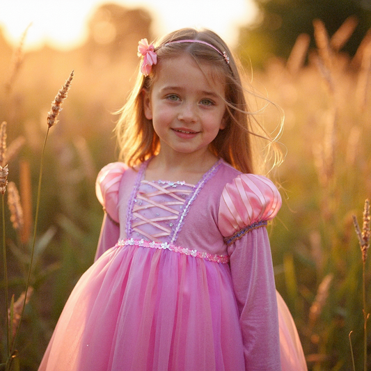 Luxe Roze Rapunzel Winter Prinsessenjurk