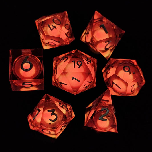7 delige Resin Dice Set “Luminous Blossom Glow"