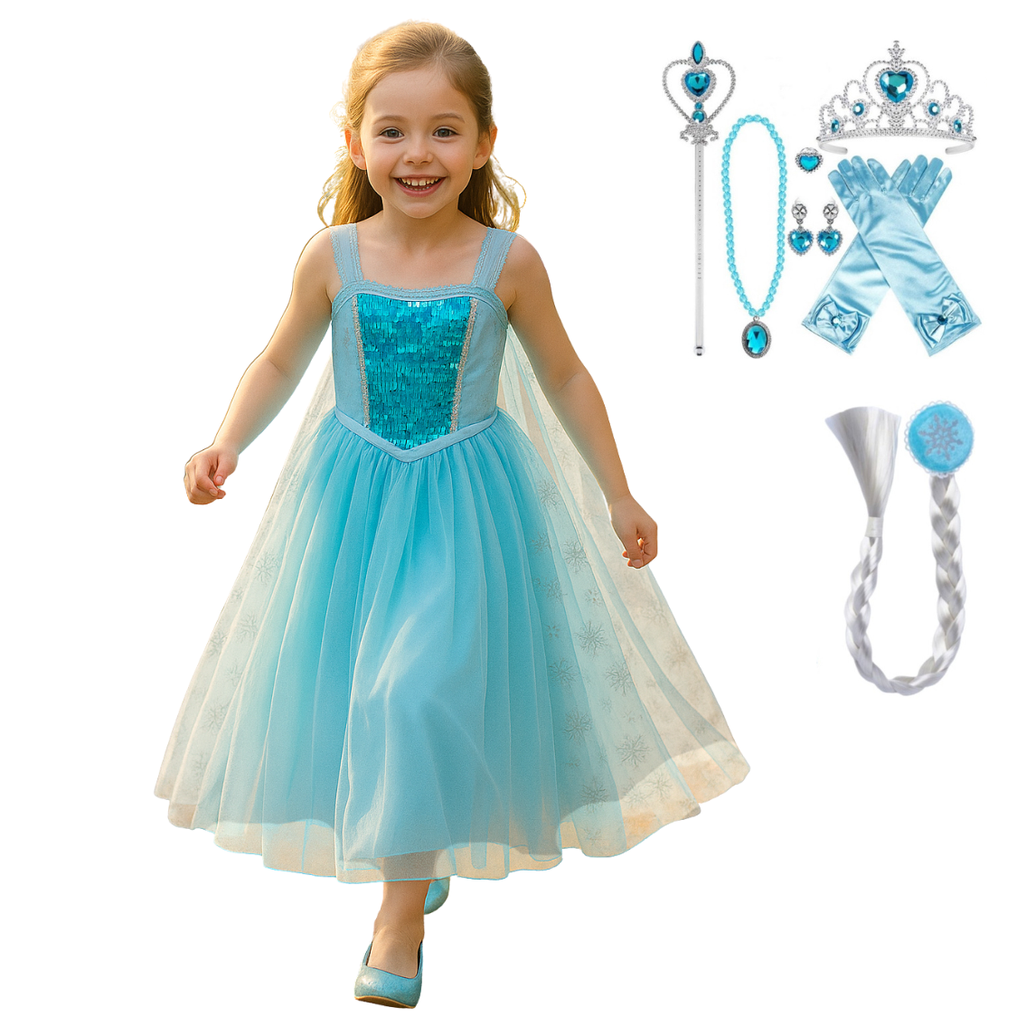 Verkleedjurk Elsa korte mouw