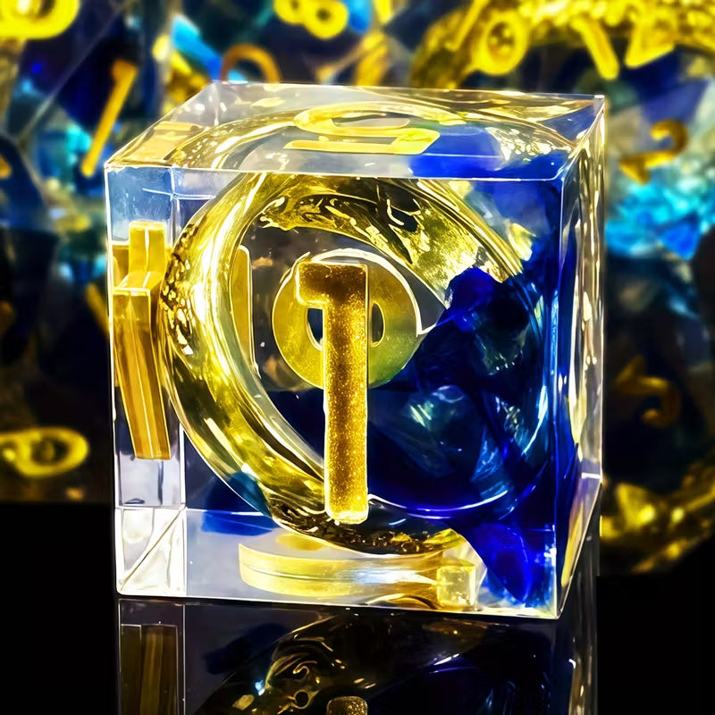7 delige Resin Dice Set "The Ring Ocean Blue"