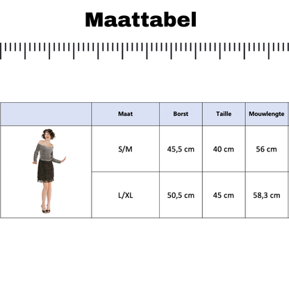 Gatsby Flapper Verkleed Jurk Dames Zilver/Zwart