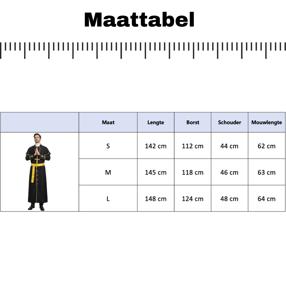 Luxe Geestelijke Kostuum Heren Zwart
