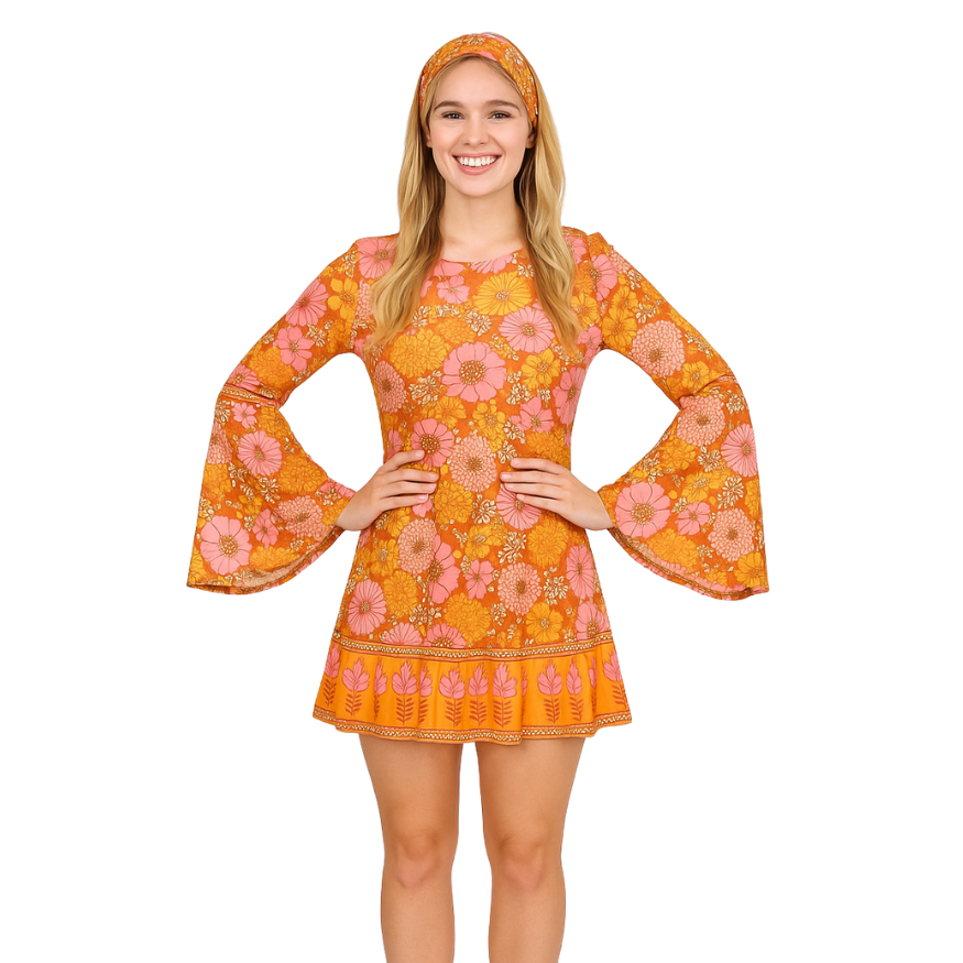 Hippie Verkleedjurk Dames Oranje Roze