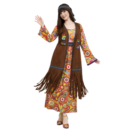 Hippie Jurk Dames met Vest & Hoofdband