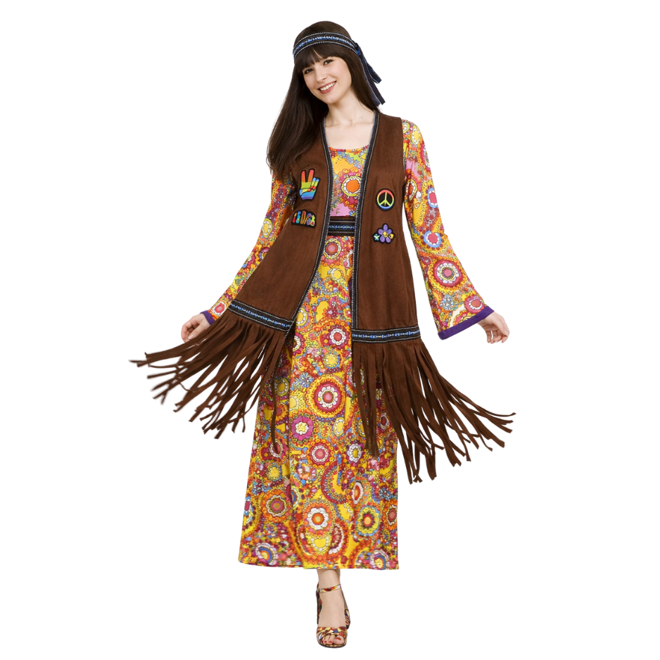Hippie Jurk Dames met Vest & Hoofdband