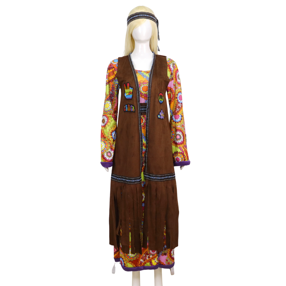 Hippie Jurk Dames met Vest & Hoofdband