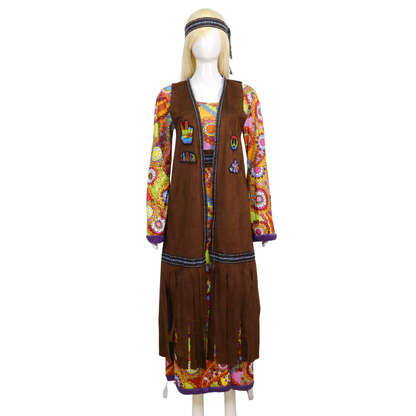 Hippie Jurk Dames met Vest & Hoofdband