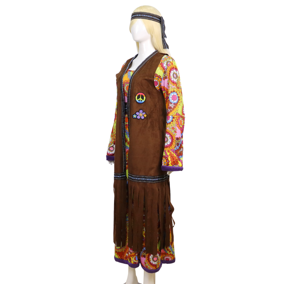 Hippie Jurk Dames met Vest & Hoofdband