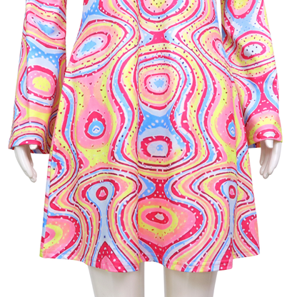 Hippie Verkleedjurk Dames Roze Gekleurde print