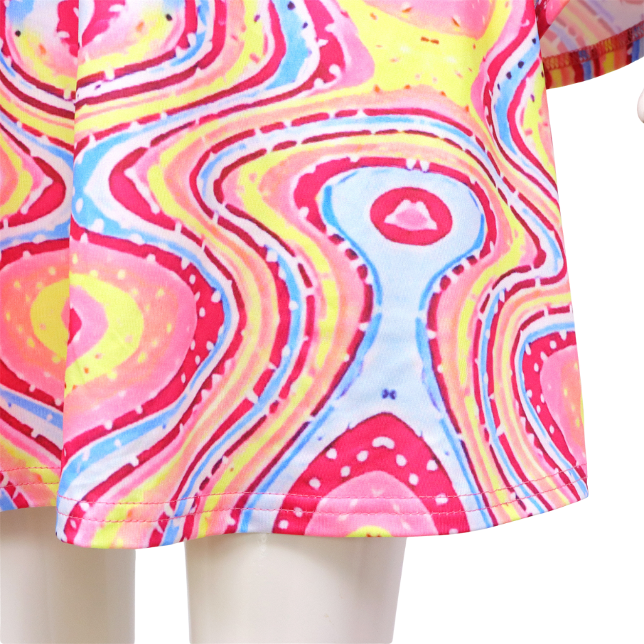 Hippie Verkleedjurk Dames Roze Gekleurde print