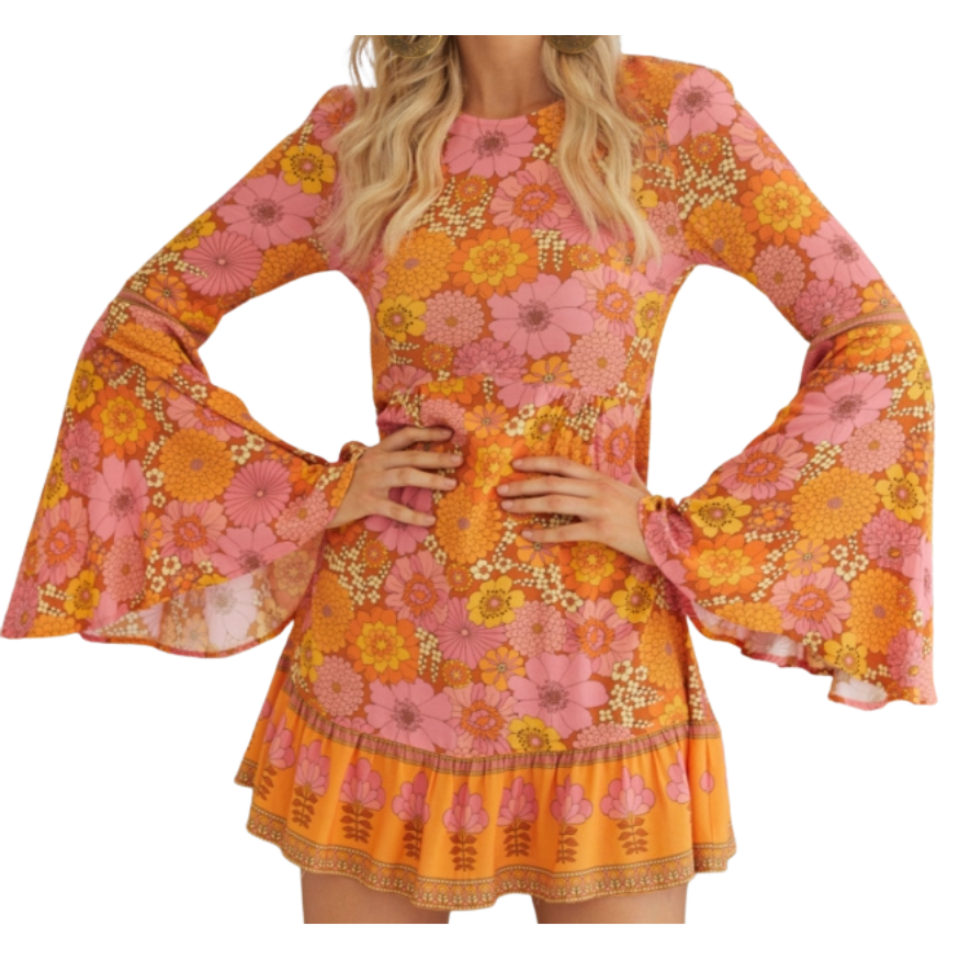 Hippie Verkleedjurk Dames Oranje Roze