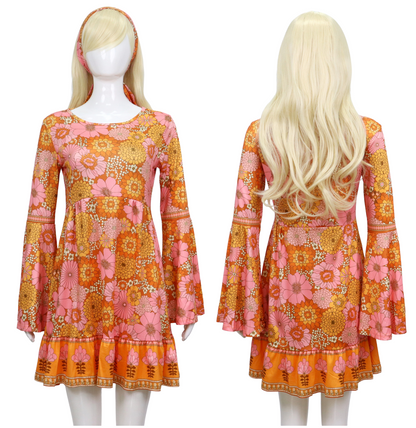 Hippie Verkleedjurk Dames Oranje Roze