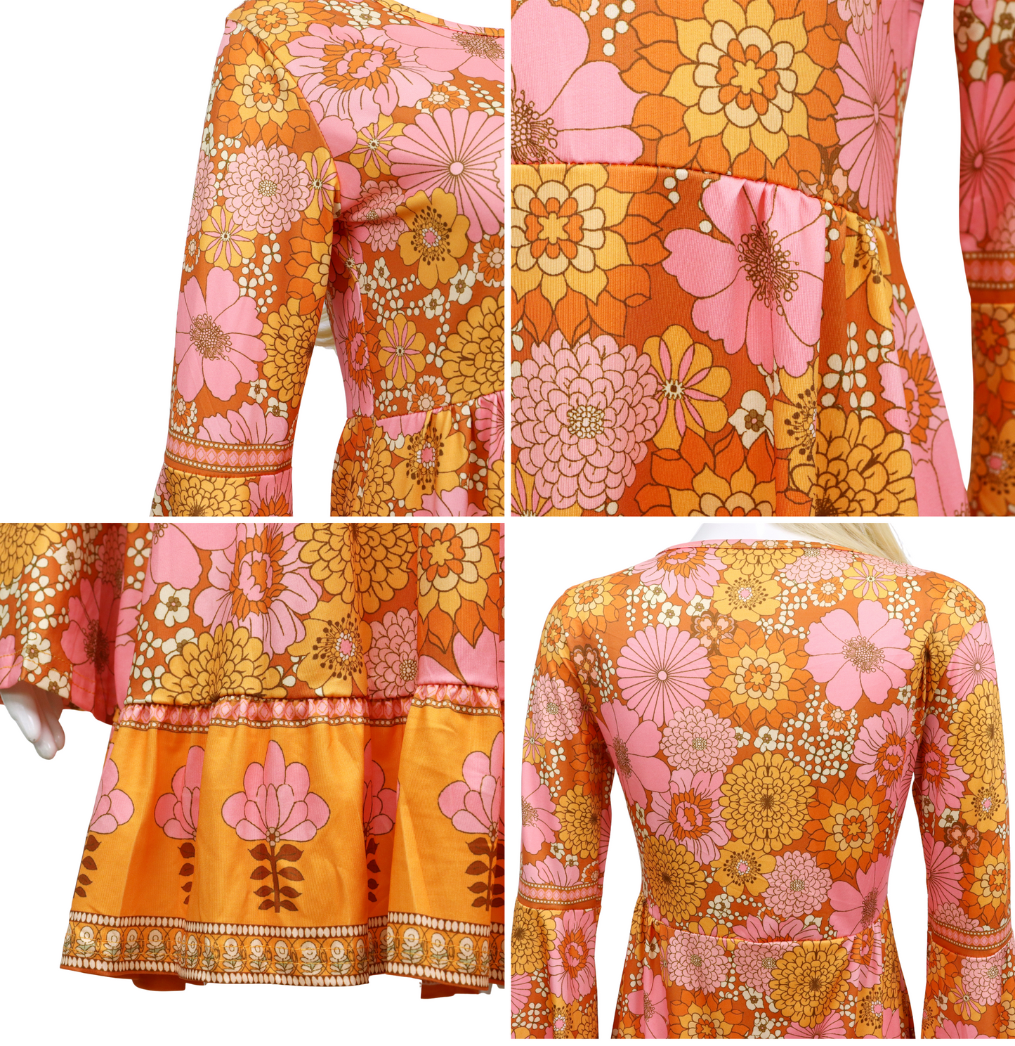 Hippie Verkleedjurk Dames Oranje Roze