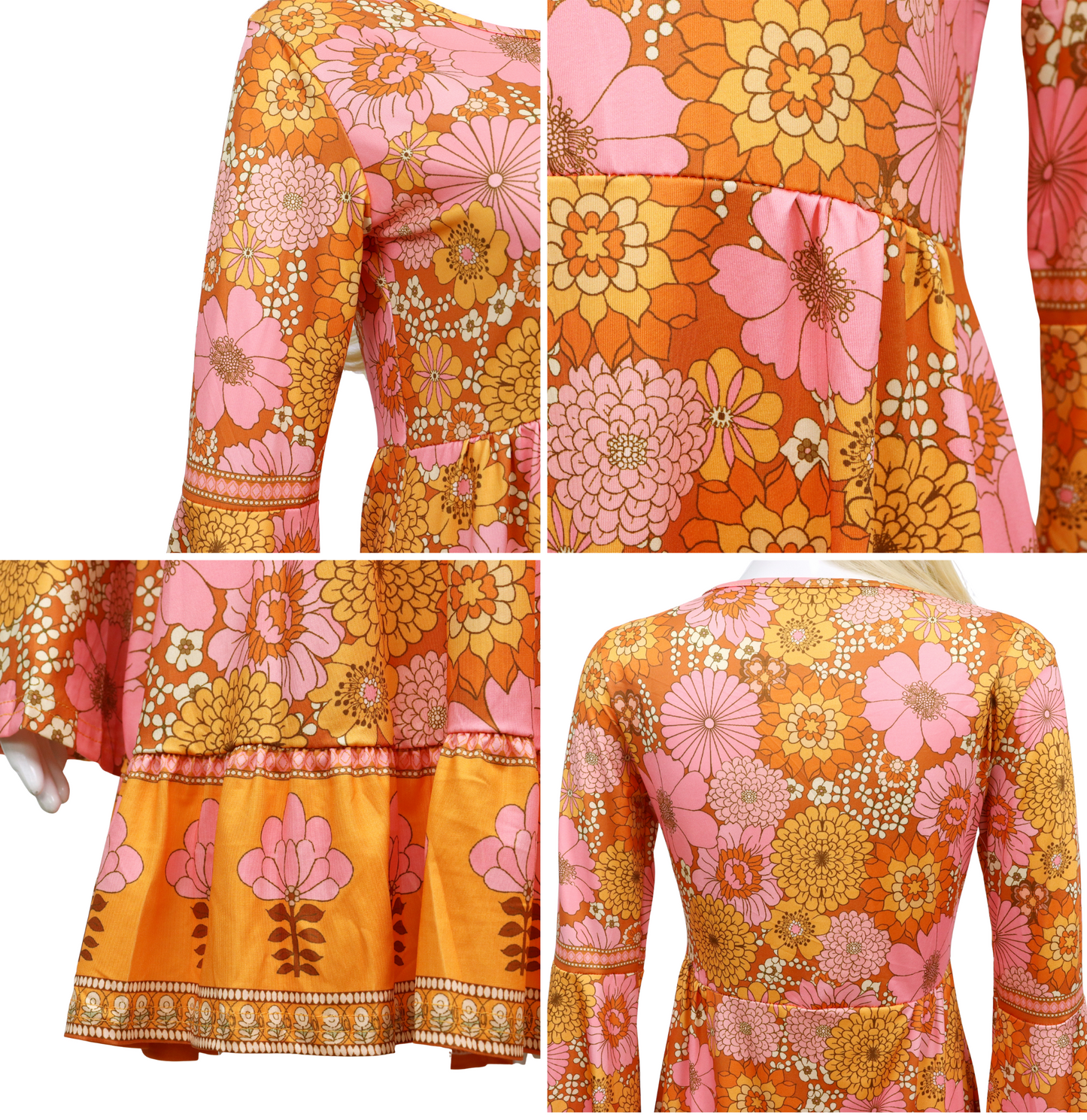 Hippie Verkleedjurk Dames Oranje Roze