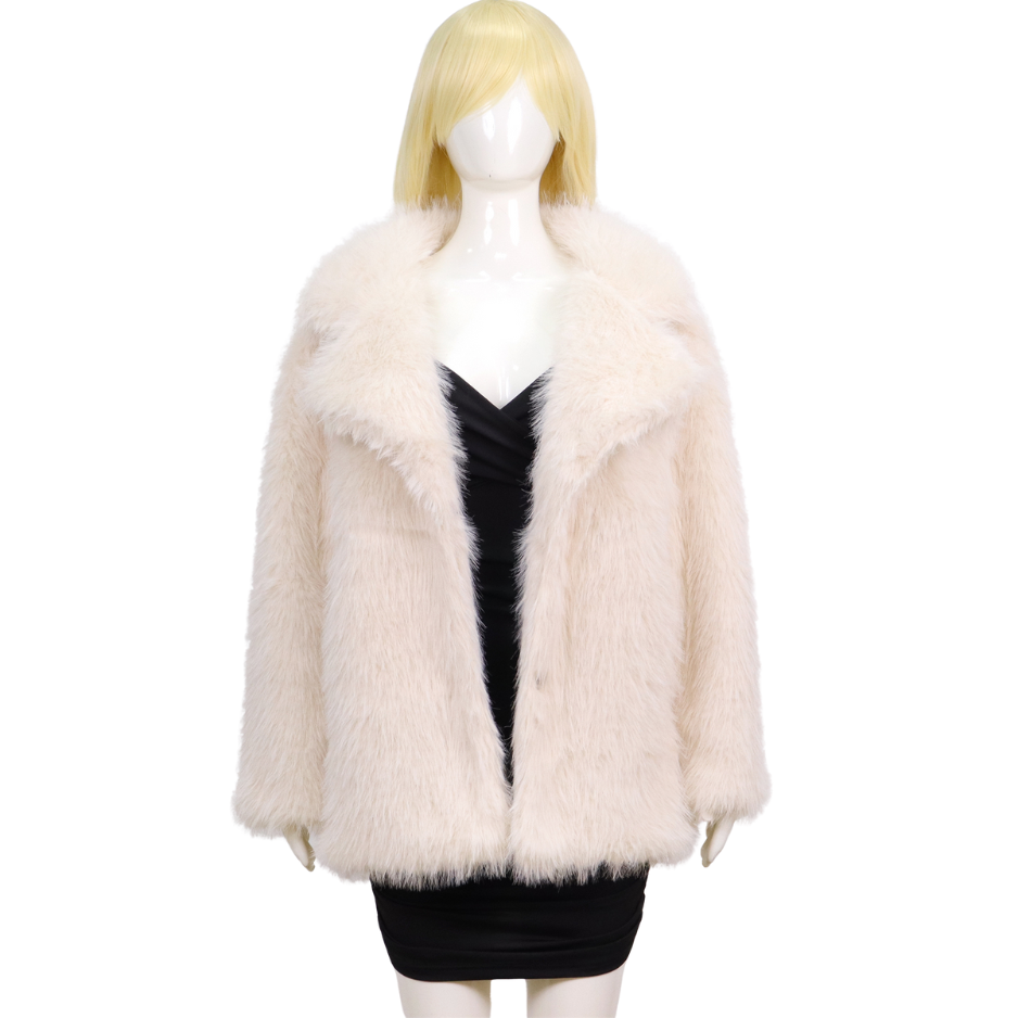 Beige Faux Bontjas voor Dames