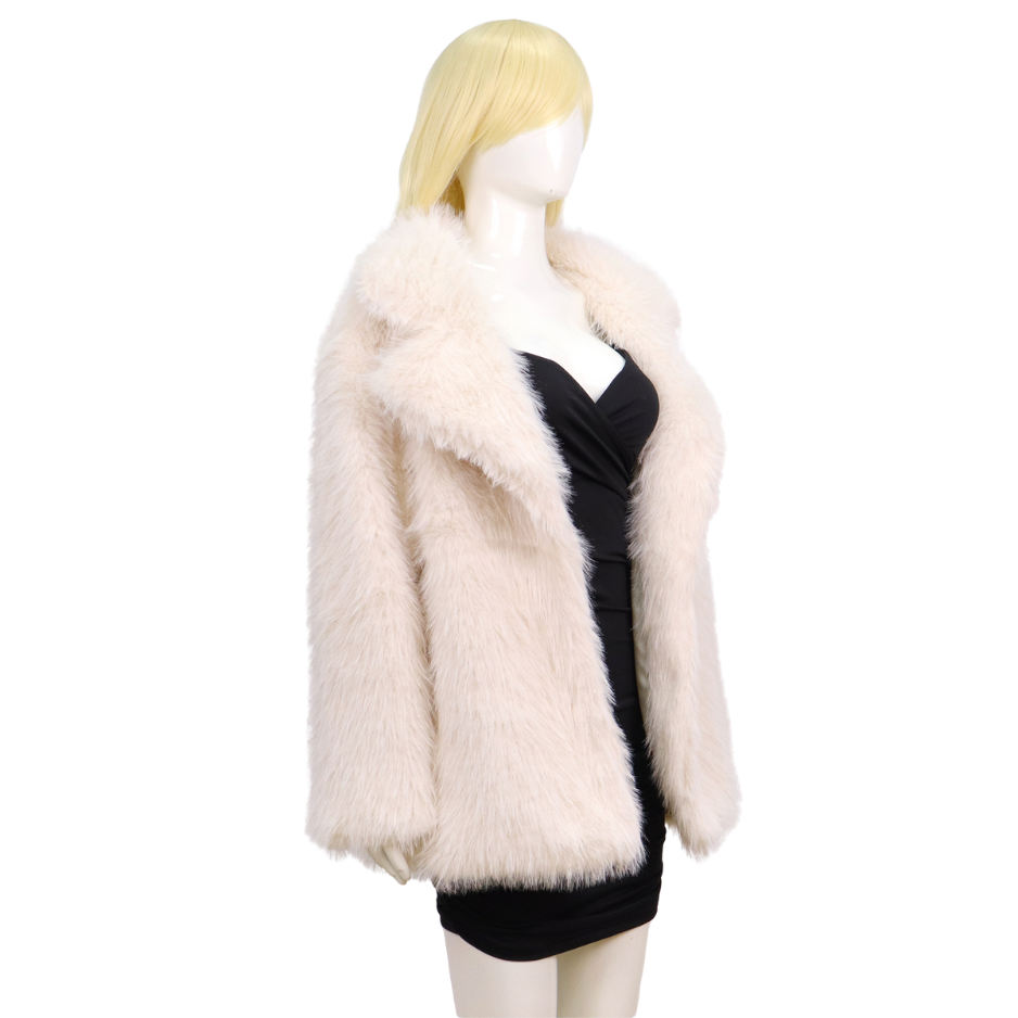 Beige Faux Bontjas voor Dames