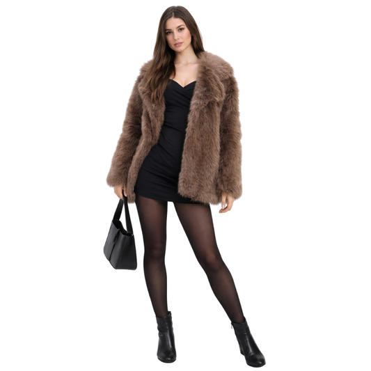 Bruine Faux Bontjas voor Dames