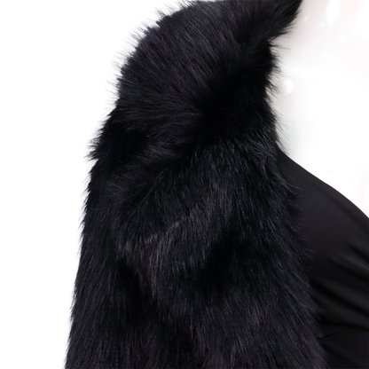 Zwarte Faux Bontjas voor Dames