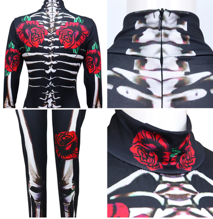 Skelet Verkleedpak met Rozen Volwassenen