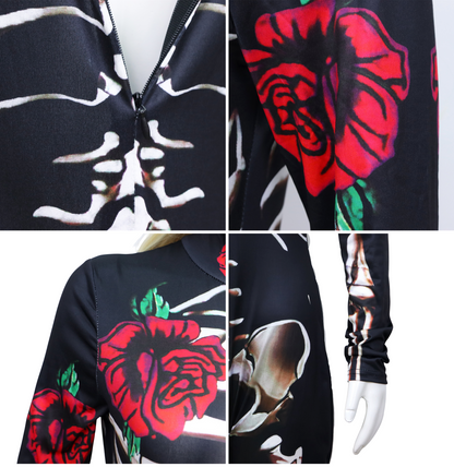 Skelet Verkleedpak met Rozen Volwassenen