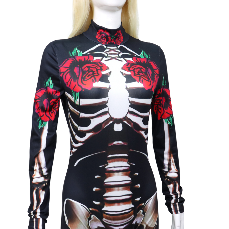 Skelet Verkleedpak met Rozen Volwassenen