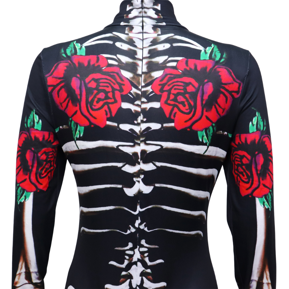 Skelet Verkleedpak met Rozen Volwassenen