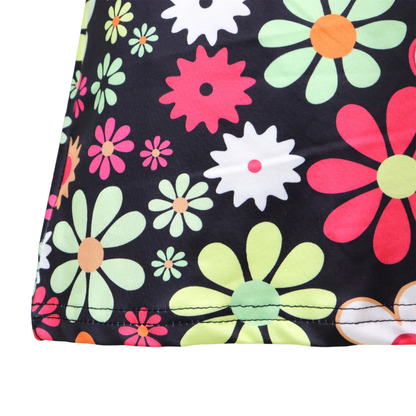 Hippie Verkleedjurk Dames Zwart met Bloemen print