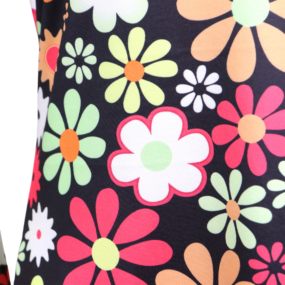 Hippie Verkleedjurk Dames Zwart met Bloemen print