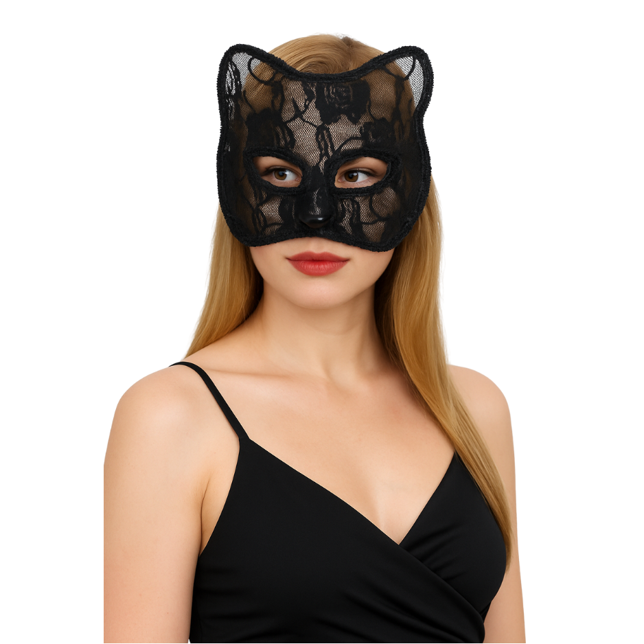 Zwart Kant Masker Kat