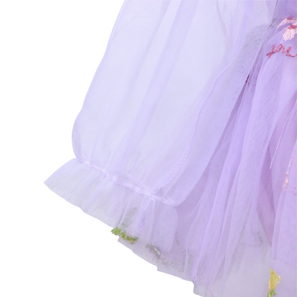 Baby Meisjes Prinsessenjurk met Bloemen en Haarband Lila